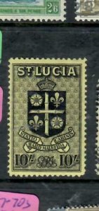 ST LUCIA (PP2308B)  KGVI 10/-  ARMS  SG 138   MNH 