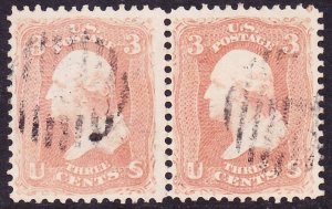 Scott 65, Used Pair, Some Perforation Separations