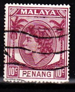 Malaya - Penang - #35 Queen Elizabeth II - Used