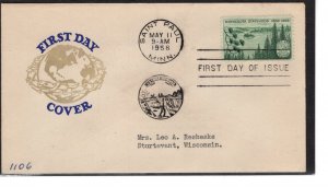 US FDC 1106,  Minnesota Statehood, Saint Paul, MN cancel   ....   7503832