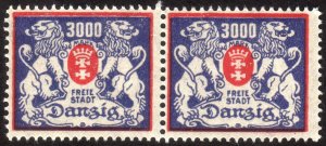 1923, Danzig, 300Mk, MNH pair, Sc 121, Mi 146