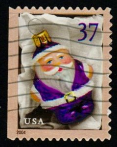 SC# 3883 - (37c) - Santa Ornament 11.25x11 - purple - Used Single off Paper