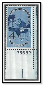US #1155 Handicapped Plate # Single MNH