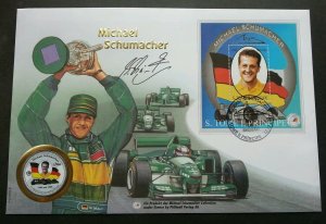 Sao Tome  F1 Winner Car Racing 1997 Sport FDC (coin cover) *rare