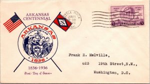 FDC 1936 SC #782 Top Notch Cachet - Little Rock, Ark - Single - F64599