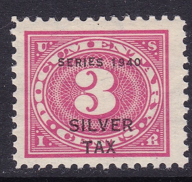 US Scott RG39, 1940 Overprint 3 cent Silver Tax, F/VF MNH Scott 30 as
