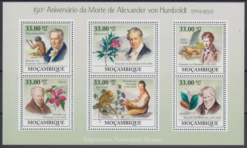 XG-AF120 MOZAMBIQUE IND - Flowers, 2009 Nature, Von Humboldt, 6 Values MNH Sheet