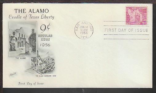 US 1043 Alamo 1956 Fleetwood U/A FDC E123