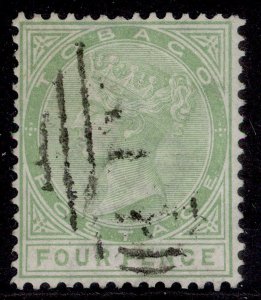 TOBAGO QV SG18, 4d yellow-green, FINE USED. Cat £95.