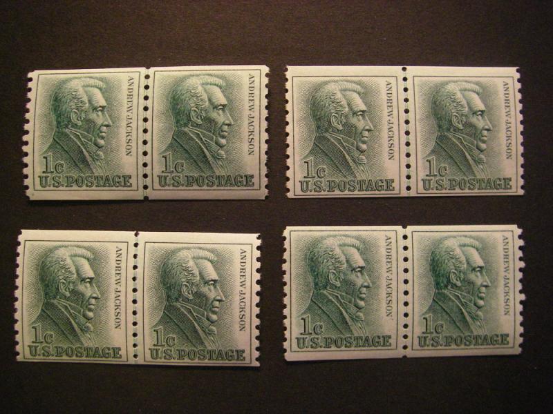 Scott 1225, 1c Jackson, Line Pair, MNH Beauty, no tag