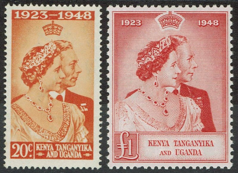 KENYA UGANDA & TANGANYIKA 1948 KGVI SILVER WEDDING SET */**