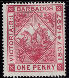 BARBADOS QV SG127, 1d carmine, M MINT. Cat £50. BLUED PAPER