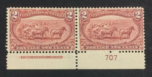 MOMEN: US STAMPS #286 PLATE IMPRINT PAIR MINT OG NH LOT #70940