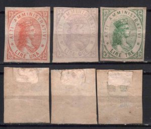 ITALY REVENUE FISCAL TAX 3 STAMPS 1869 ,MH