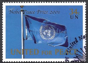 United Nations #816 34¢ Nobel Peace Prize 2001. Used.