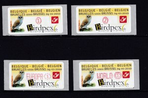 Belgium 2010 -  Birds - ATM full set, 4v. self-adhesive MNH