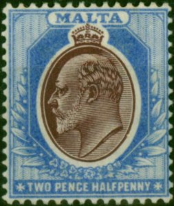 Malta 1904 2 1/2d Maroon & Blue SG52 Fine MNH