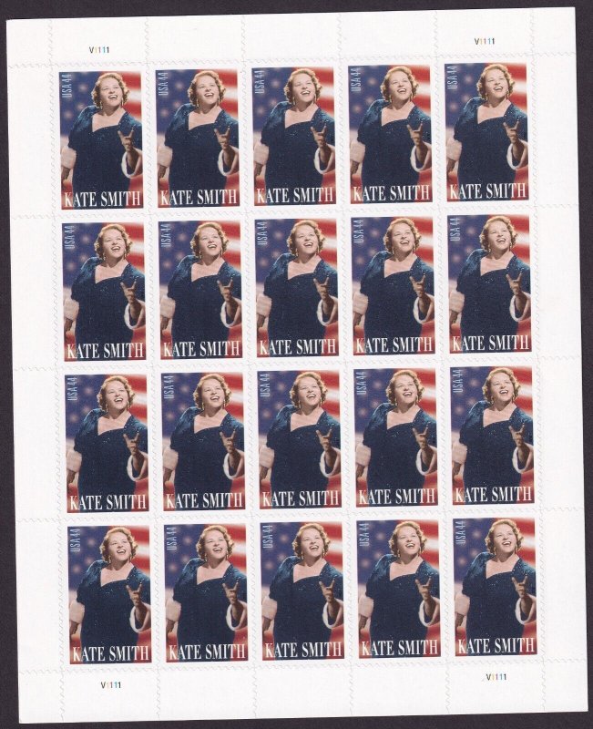 Scott #4463 Kate Smith (Philadelphia Flyers) Sheet of 20 Stamps - MNH