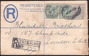 SIERRA LEONE 1923 uprated 2d registered envelope used to London............B2431