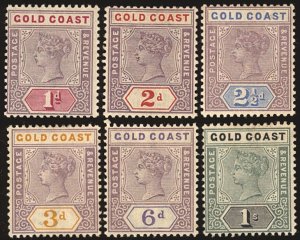 GOLD COAST Scott 27-32 Mint LH & H-1898 Queen Victoria Issue Part Set-See Descr.