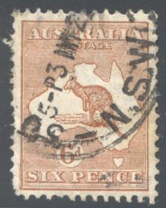 AUSTRALIA 1923-4 KANGAROOS 6d chestnut  sg73 USED left ce...