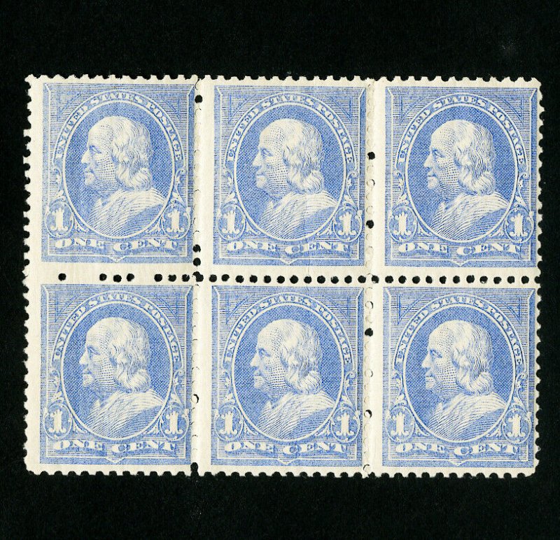 US Stamps # 246 F-VF OG NH Block 6 Fresh Few Natural Wrinkles Catalog $540.00