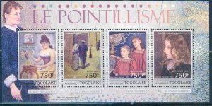 TOGO 2013 POINTILLISM SEURAT ANGRAND LEMMEN THEO van RYSSELBERGIE SHEET MINT NH