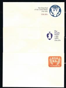U602, U603, U604,  P. O. FRESH ENVELOPES, UNUSED, SHIP $1.00