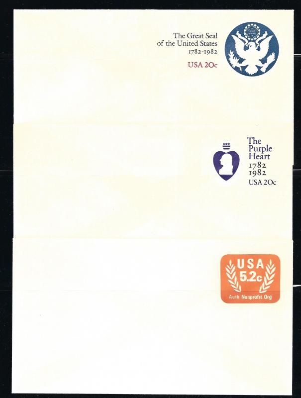 U602, U603, U604,  P. O. FRESH ENVELOPES, UNUSED, SHIP $1.00