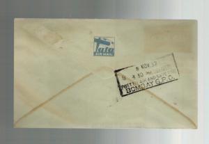 1937 Delhi to Bombay India  First FLight Cover  ATA Airmail FFC