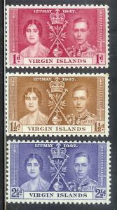 *( tw )* Virgin Islands 1937 KG6 Coronation SC# 73-75 MNH