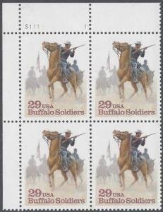 U.S.#2818 Buffalo Soldiers 29c Plate Block of 4, MNH.