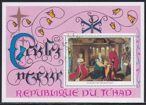 Chad 1973 Sc 294S Painting Epiphany by Hans Memling Christmas Stamp SS CTO NH