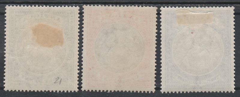 ANTIGUA 1903 ARMS 1/2D 1D AND 21/2D WMK CROWN CC