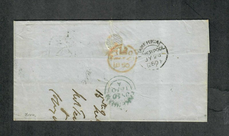 Transatlantic Ship Cover Philadelphia 1850 Europa 