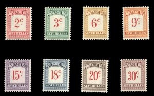 Seychelles #J1-8 Cat$18.60, 1951 Postage Dues, complete set, never hinged