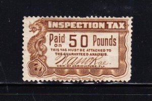 State Revenue  Florida 1912  50 lb. Feed Inspection Stamp Mint  RARE