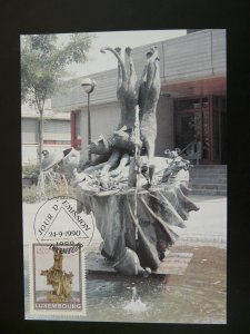 sculpture fountain cat and mouse maximum card Luxembourg 1990