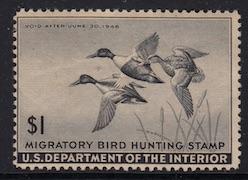 Migratory Bird Hunting Stamp, Ducks, #RW 12, MNH, white print line on back