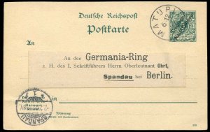 German Colonies, German New Guinea #Mi. P1, 1900 5pf green postal card, tied ...