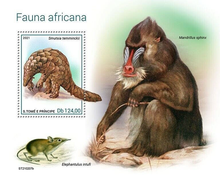 Sao Tome & Principe 2021 MNH Wild Animals Stamps African Fauna Pangolins 1v S/S