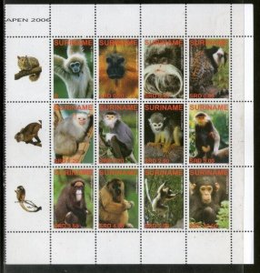 Suriname 2006 Monkey Wildlife Animal Fauna Sc 1349 Setenant + Label MNH # 9276