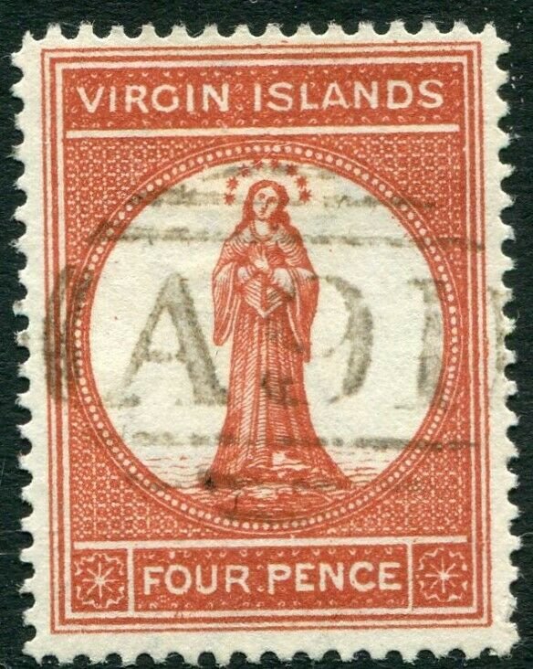 BRITISH VIRGIN ISLANDS-1887-89 4d Chestnut Sg 35 FINE USED V33665