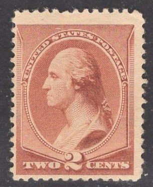 US Stamp #210 2c Red Brown Washington MINT Hinged SCV $45.00