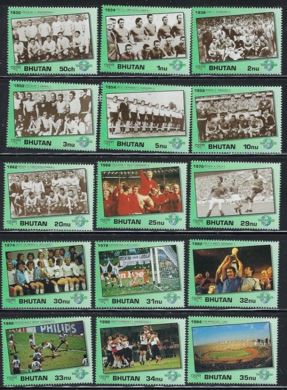 Bhutan 1028-42 MNH 1991 Soccer (fe7346)