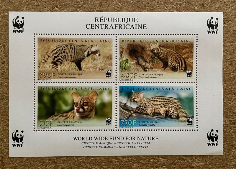 Stamps Minisheet WWF Savages Animals Civet Central Africa 2007 Perf.