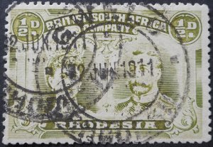 Rhodesia Double Head ½d with GWELO with blank (DC) postmark