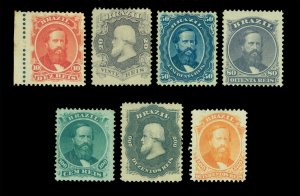 BRAZIL 1866  Dom Pedro complete set 10r-500r  Scott 53-60 mint MH