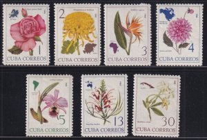 Cuba #973-979 MNH 1965 flowers and maps of their locations