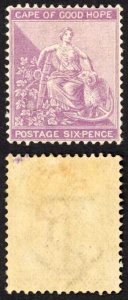 Cape of Good Hope SG52b 6d Bright Mauve wmk Anchor cat 17 pounds